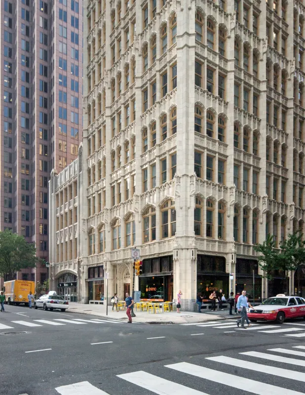 Street view of The Arch Luxury Apartments in Philadelphia
